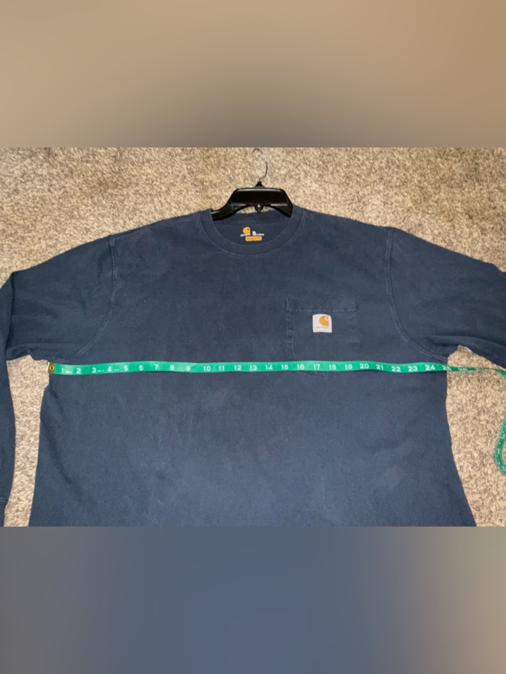 Carhartt Men’s Classic Long-Sleeve Pocket Crew Washed Out Navy XL - Picture 5 of 6